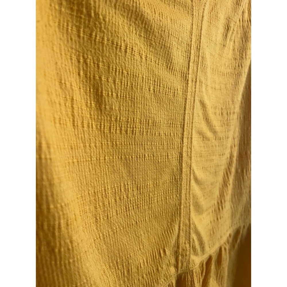 Boho Cottagecore Babydoll Peplum Tank Top Goldenrod Ruffle Crinkle Sleeveless XL - Picture 2 of 7
